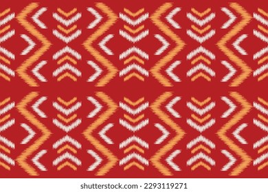 Estilo geométrico del patrón de tejido de Ikat étnico. Borde de Ikat africano Patrón étnico oriental de fondo rojo. Resumen,vector,ilustración.Para textura, ropa, bufanda, decoración, alfombra.