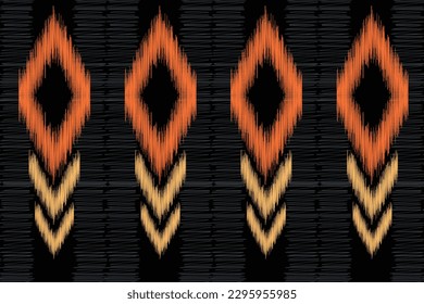 Ethnic Ikat fabric pattern geometric style.African Ikat embroidery Ethnic oriental pattern black background. Abstract,vector,illustration.For texture,clothing,scarf,decoration,carpet.
