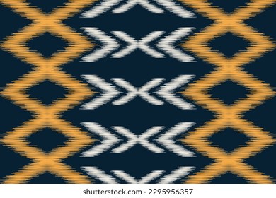 Ethnic Ikat fabric pattern geometric style.African Ikat embroidery Ethnic oriental pattern navy blue background. Abstract,vector,illustration.For texture,clothing,scarf,decoration,carpet.
