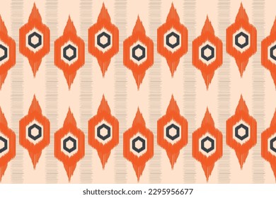 Ethnic Ikat fabric pattern geometric style.African Ikat embroidery Ethnic oriental pattern brown cream background. Abstract,vector,illustration.For texture,clothing,scarf,decoration,carpet.
