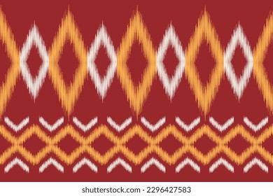 Ethnic Ikat fabric pattern geometric style.African Ikat embroidery Ethnic oriental pattern crimson red background. Abstract,vector,illustration.For texture,clothing,scarf,decoration,carpet.