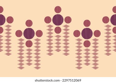 Ethnic Ikat fabric pattern geometric style.African Ikat embroidery Ethnic oriental pattern brown cream background. Abstract,vector,illustration.For texture,clothing,scarf,decoration,carpet.