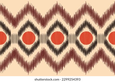 Ethnic Ikat fabric pattern geometric style.African Ikat embroidery Ethnic oriental pattern brown cream background. Abstract,vector,illustration.For texture,clothing,scarf,decoration,carpet.