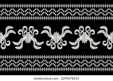 Ethnic Ikat fabric pattern geometric style.African Ikat embroidery Ethnic oriental pattern black background. Abstract,vector,illustration.For texture,clothing,scarf,decoration,carpet.