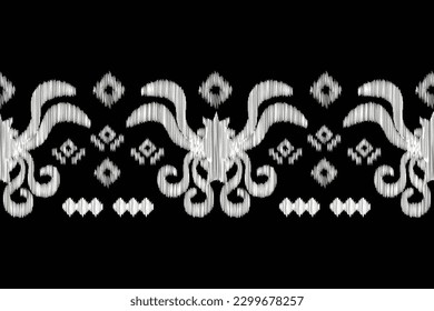 Ethnic Ikat fabric pattern geometric style.African Ikat embroidery Ethnic oriental pattern black background. Abstract,vector,illustration.For texture,clothing,scarf,decoration,carpet.
