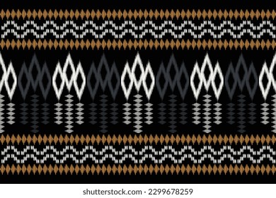 Ethnic Ikat fabric pattern geometric style.African Ikat embroidery Ethnic oriental pattern black background. Abstract,vector,illustration.For texture,clothing,scarf,decoration,carpet.