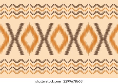 Ethnic Ikat fabric pattern geometric style.African Ikat embroidery Ethnic oriental pattern brown cream background. Abstract,vector,illustration.For texture,clothing,scarf,decoration,carpet.