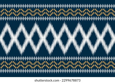 Ethnic Ikat fabric pattern geometric style.African Ikat embroidery Ethnic oriental pattern navy blue background. Abstract,vector,illustration.For texture,clothing,scarf,decoration,carpet.