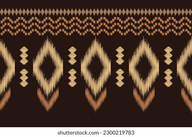 Ethnic Ikat fabric pattern geometric style.African Ikat embroidery Ethnic oriental pattern brown background. Abstract,vector,illustration.For texture,clothing,scarf,decoration,carpet.