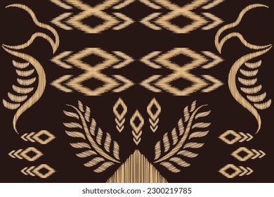 Ethnic Ikat fabric pattern geometric style.African Ikat embroidery Ethnic oriental pattern brown background. Abstract,vector,illustration.For texture,clothing,scarf,decoration,carpet.