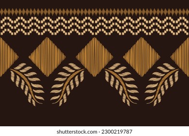 Estilo geométrico del patrón de tejido de Ikat étnico. Borde de Ikat africano. Patrón étnico oriental fondo marrón. Resumen,vector,ilustración.Para textura, ropa, bufanda, decoración, alfombra.