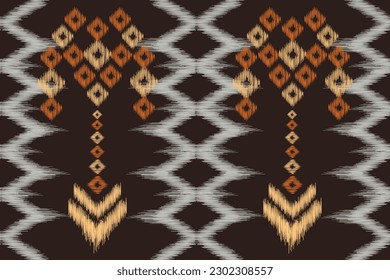 Ethnic Ikat fabric pattern geometric style.African Ikat embroidery Ethnic oriental pattern brown background. Abstract,vector,illustration.For texture,clothing,scarf,decoration,carpet.