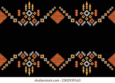 Ethnic Ikat fabric pattern geometric style.African Ikat embroidery Ethnic oriental pattern black background. Abstract,vector,illustration.For texture,clothing,scarf,decoration,carpet,silk.