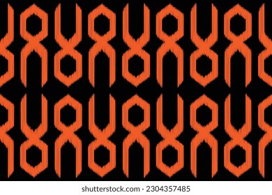 Estilo geométrico del patrón de tejido de Ikat étnico. Borde de Ikat africano. Patrón étnico oriental de fondo negro. Resumen,vector,ilustración.Para textura,ropa,pañuelo,decoración,alfombra,seda.