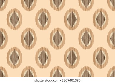 Ethnic Ikat fabric pattern geometric style.African Ikat embroidery Ethnic oriental pattern brown cream background. Abstract,vector,illustration.For texture,clothing,scarf,decoration,carpet,silk.