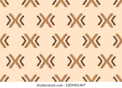 Ethnic Ikat fabric pattern geometric style.African Ikat embroidery Ethnic oriental pattern brown cream background. Abstract,vector,illustration.For texture,clothing,scarf,decoration,carpet,silk.