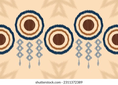 Estilo geométrico del patrón de tela de Ikat de origen étnico. bordado de ikat de origen étnico oriental de color crema marrón. Resumen,vector,ilustración.Para textura,ropa,pañuelo,decoración,alfombra,motivos de seda.