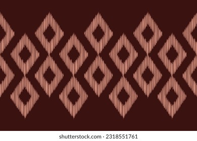 Ethnic Ikat fabric pattern geometric style.African Ikat embroidery Ethnic oriental pattern brown background. Abstract,vector,illustration.Texture,frame,scarf,decoration,carpet,wallpaper,silk motif.
