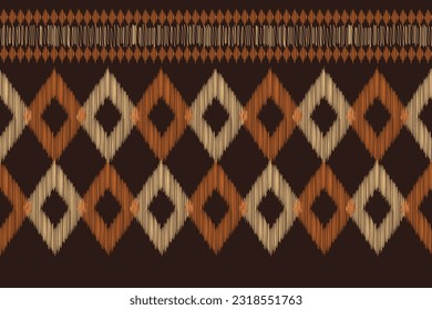 Ethnic Ikat fabric pattern geometric style.African Ikat embroidery Ethnic oriental pattern brown background. Abstract,vector,illustration.Texture,frame,scarf,decoration,carpet,wallpaper,silk motif.