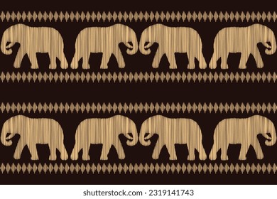 Estilo geométrico del patrón de tejido de Ikat étnico. Borde de Ikat africano. Patrón étnico oriental fondo marrón. Resumen,vector,ilustración.Textura,marco,bufanda,decoración,alfombra,papel pintado,motivos de seda.