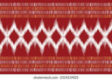 Ethnic Ikat fabric pattern geometric style.African Ikat embroidery Ethnic oriental pattern red background. Abstract,vector,illustration.Texture,frame,scarf,decoration,carpet,wallpaper,silk motif.