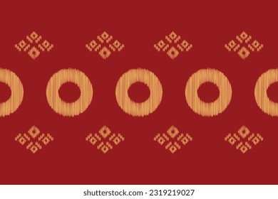 Estilo geométrico del patrón de tejido de Ikat étnico. Borde de Ikat africano Patrón étnico oriental de fondo rojo. Resumen,vector,ilustración.Textura,marco,bufanda,decoración,alfombra,papel pintado,motivos de seda.