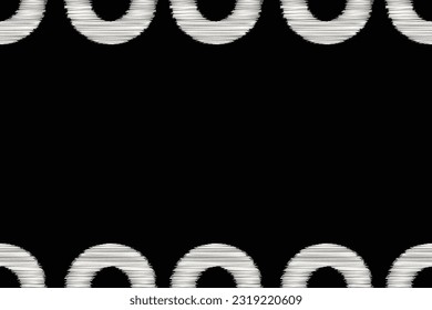 Estilo geométrico del patrón de tejido de Ikat étnico. Borde de Ikat africano. Patrón étnico oriental de fondo negro. Resumen,vector,ilustración.Textura,marco,bufanda,decoración,alfombra,papel pintado,motivos de seda.
