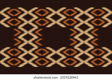 Estilo geométrico del patrón de tejido de Ikat étnico. Borde de Ikat africano. Patrón étnico oriental fondo marrón. Resumen,vector,ilustración.Textura,marco,bufanda,decoración,alfombra,papel pintado,motivos de seda.