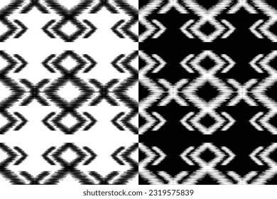 Ethnic Ikat fabric pattern geometric style.African Ikat embroidery Ethnic oriental pattern black and white background. Abstract,vector,illustration.Texture,frame,scarf,decoration,wallpaper,motif.