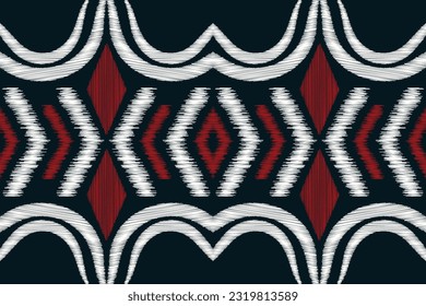 Ethnic Ikat fabric pattern geometric style.African Ikat embroidery Ethnic oriental pattern blue background. Abstract,vector,illustration.Texture,frame,scarf,decoration,carpet,wallpaper,silk motif.