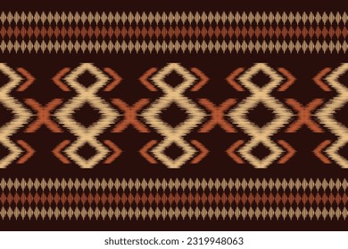 Ethnic Ikat fabric pattern geometric style.African Ikat embroidery Ethnic oriental pattern brown background. Abstract,vector,illustration.Texture,frame,scarf,decoration,carpet,wallpaper,silk motif.