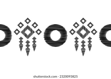 Ethnic Ikat fabric pattern geometric style.African Ikat embroidery Ethnic oriental pattern black and white background. Abstract,vector,illustration.Texture,frame,scarf,decoration,wallpaper,motif.