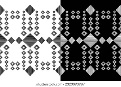 Ethnic Ikat fabric pattern geometric style.African Ikat embroidery Ethnic oriental pattern black and white background. Abstract,vector,illustration.Texture,frame,scarf,decoration,wallpaper,motif.