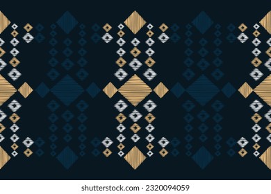 Ethnic Ikat fabric pattern geometric style.African Ikat embroidery Ethnic oriental pattern blue background. Abstract,vector,illustration.Texture,frame,scarf,decoration,carpet,wallpaper,silk motif.