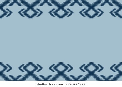Estilo geométrico del patrón de tejido de Ikat étnico. Borde de Ikat africano. Fondo azul de tónica oriental étnica. Resumen,vector,ilustración.Textura,marco,bufanda,decoración,alfombra,papel pintado,motivos de seda.