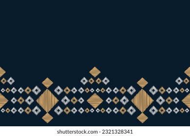 Ethnic Ikat fabric pattern geometric style.African Ikat embroidery Ethnic oriental pattern blue background. Abstract,vector,illustration.Texture,frame,scarf,decoration,carpet,wallpaper,silk motif.