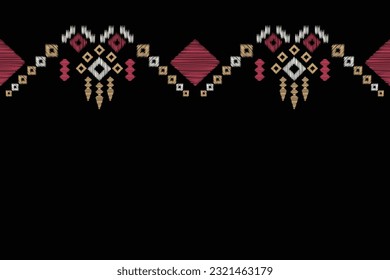 Ethnic Ikat fabric pattern geometric style.African Ikat embroidery Ethnic oriental pattern black background. Abstract,vector,illustration.Texture,frame,scarf,decoration,carpet,wallpaper,silk motif.