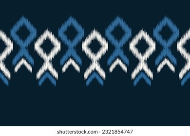 Ethnic Ikat fabric pattern geometric style.African Ikat embroidery Ethnic oriental pattern blue background. Abstract,vector,illustration.Texture,frame,scarf,decoration,carpet,wallpaper,silk motif.