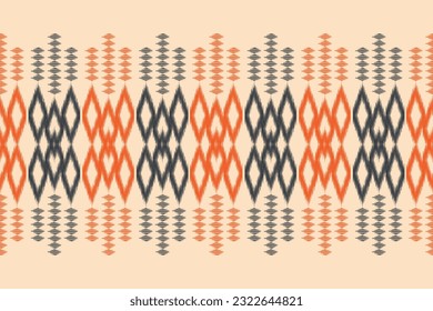 Estilo geométrico del patrón de tela de Ikat de origen étnico. bordado de ikat de origen étnico oriental de color crema marrón. Resumen,vector,ilustración.Textura,marco,bufanda,decoración,papel pintado,motivos de seda.