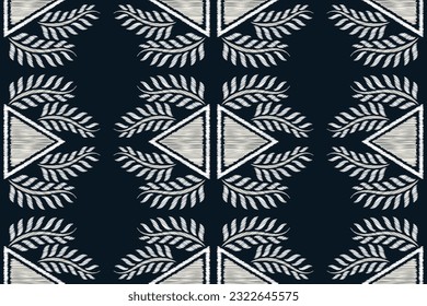 Estilo geométrico del patrón de tejido de Ikat étnico. Borde de Ikat africano. Fondo azul de tónica oriental étnica. Resumen,vector,ilustración.Textura,marco,bufanda,decoración,alfombra,papel pintado,motivos de seda.