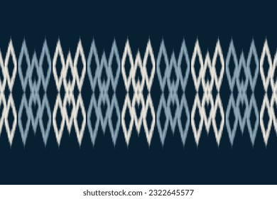 Ethnic Ikat fabric pattern geometric style.African Ikat embroidery Ethnic oriental pattern blue background. Abstract,vector,illustration.Texture,frame,scarf,decoration,carpet,wallpaper,silk motif.