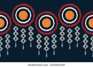 Ethnic Ikat fabric pattern geometric style.African Ikat embroidery Ethnic oriental pattern blue background. Abstract,vector,illustration.Texture,frame,scarf,decoration,carpet,wallpaper,silk motif.