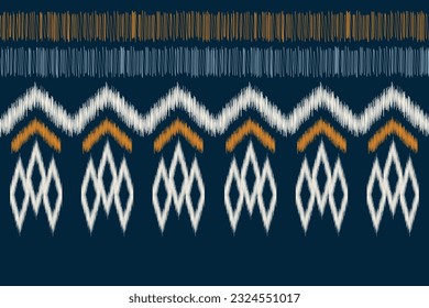 Ethnic Ikat fabric pattern geometric style.African Ikat embroidery Ethnic oriental pattern blue background. Abstract,vector,illustration.Texture,frame,scarf,decoration,carpet,wallpaper,silk motif.