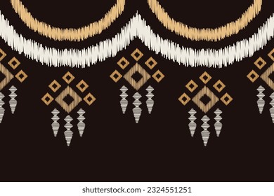 Ethnic Ikat fabric pattern geometric style.African Ikat embroidery Ethnic oriental pattern brown background. Abstract,vector,illustration.Texture,frame,scarf,decoration,carpet,wallpaper,silk motif.