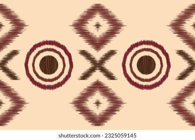Estilo geométrico del patrón de tela de Ikat de origen étnico. bordado de ikat de origen étnico oriental de color crema marrón. Resumen,vector,ilustración.Textura,marco,bufanda,decoración,papel pintado,motivos de seda.