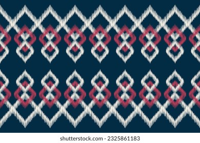 Ethnic Ikat fabric pattern geometric style.African Ikat embroidery Ethnic oriental pattern blue background. Abstract,vector,illustration.Texture,frame,scarf,decoration,carpet,wallpaper,silk motif.
