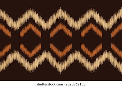 Ethnische Ikat-Stoffmuster geometrischen Stil.afrikanische Ikat Stickerei Ethnische orientalische Muster brauner Hintergrund. Abstrakt,Vektorgrafik,Textur,Rahmen,Schal,Dekoration,Teppich,Tapeten,Seidenmotive.