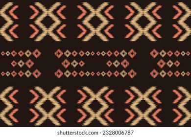 Ethnic Ikat fabric pattern geometric style.African Ikat embroidery Ethnic oriental pattern brown background. Abstract,vector,illustration.Texture,frame,scarf,decoration,carpet,wallpaper,silk motif.