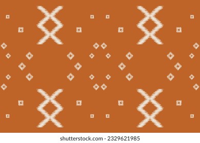 Estilo geométrico del patrón de tejido de Ikat étnico. Borde de Ikat africano. Patrón étnico oriental fondo marrón. Resumen,vector,ilustración.Textura,marco,bufanda,decoración,alfombra,papel pintado,motivos de seda.