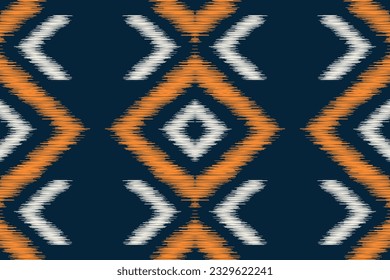 Ethnic Ikat fabric pattern geometric style.African Ikat embroidery Ethnic oriental pattern blue background. Abstract,vector,illustration.Texture,frame,scarf,decoration,carpet,wallpaper,silk motif.